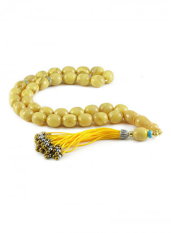 Amber Bakelite Prayer Beads with Sterling Silver Components