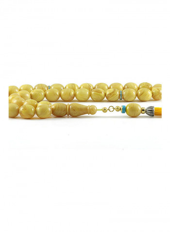 Amber Bakelite Prayer Beads with Sterling Silver Components