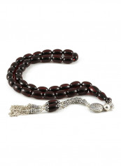 Amber Bakelite Prayer Beads With Sterling Silver Components