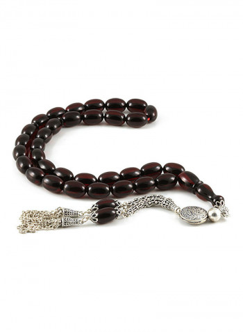 Amber Bakelite Prayer Beads With Sterling Silver Components