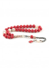 Coral & Mother of Pearl Prayer Beads with Sterling Silver components