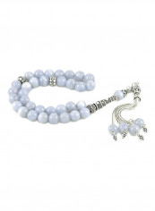 Blue Chalcedony Prayer Beads With Sterling Silver Components