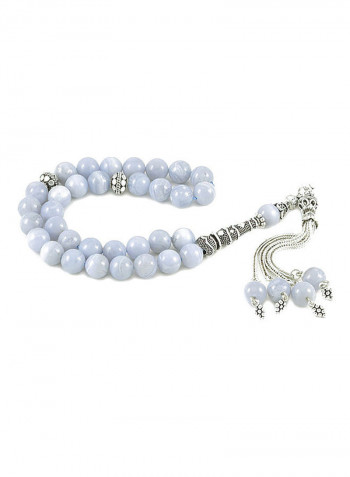 Blue Chalcedony Prayer Beads With Sterling Silver Components