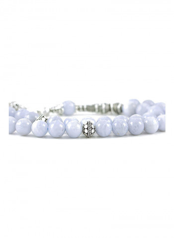 Blue Chalcedony Prayer Beads With Sterling Silver Components