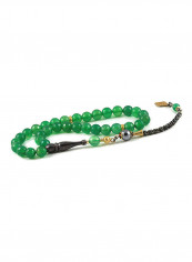 Green Agate Prayer Beads with Sterling Silver components