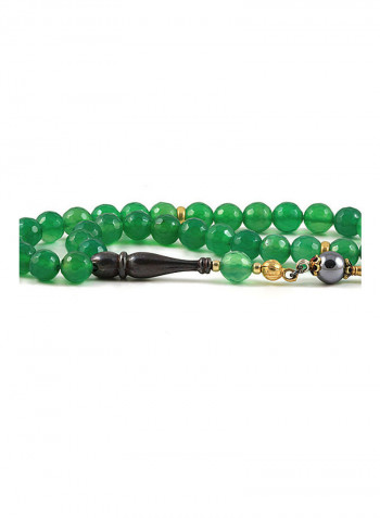 Green Agate Prayer Beads with Sterling Silver components