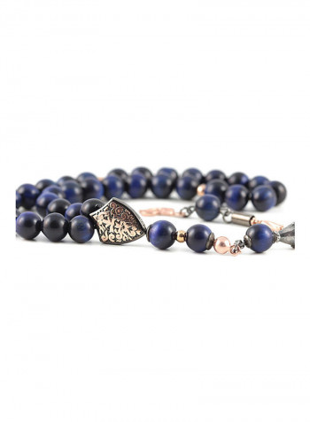 Navy Blue Tiger's Eye Prayer Beads with Sterling Silver components