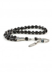Onyx Prayer Beads With Sterling Silver Components