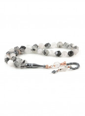Rutilated Quartz Prayer Beads with Sterling Silver components