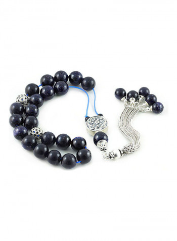 Blue Goldstone Worry Beads with Sterling Silver components