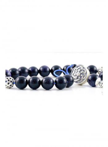 Blue Goldstone Worry Beads with Sterling Silver components