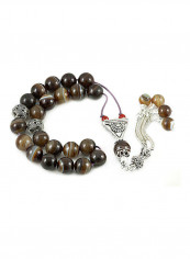 Yemen Agate Worry Beads with Sterling Silver components