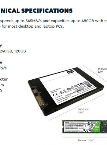 WD SATA 6GB/s M.2 2280 Hard Drive 480GB Green