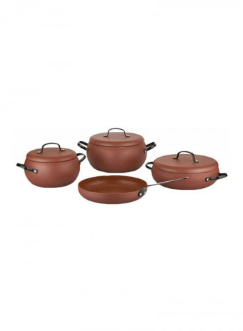 7-Piece Pottery Set Brown/Silver