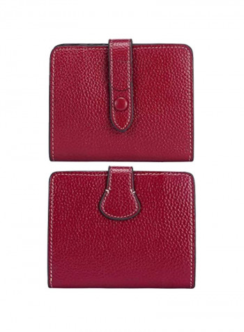 Leather Trifold Wallet Red