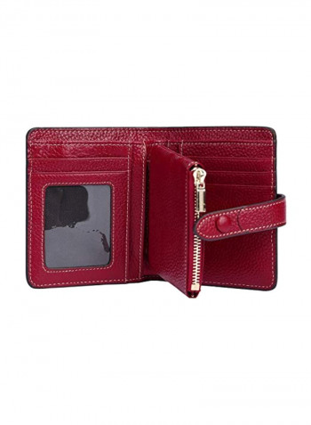 Leather Trifold Wallet Red