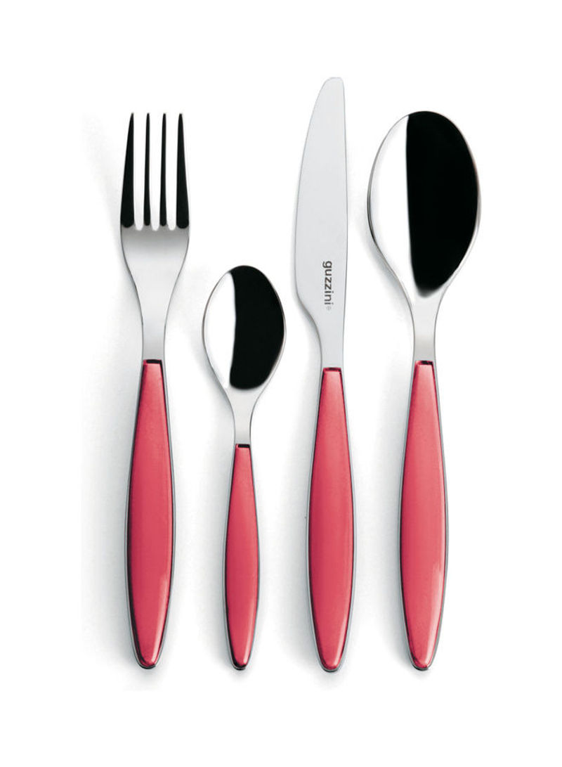 24-Piece Cutlery Set Red/Silver
