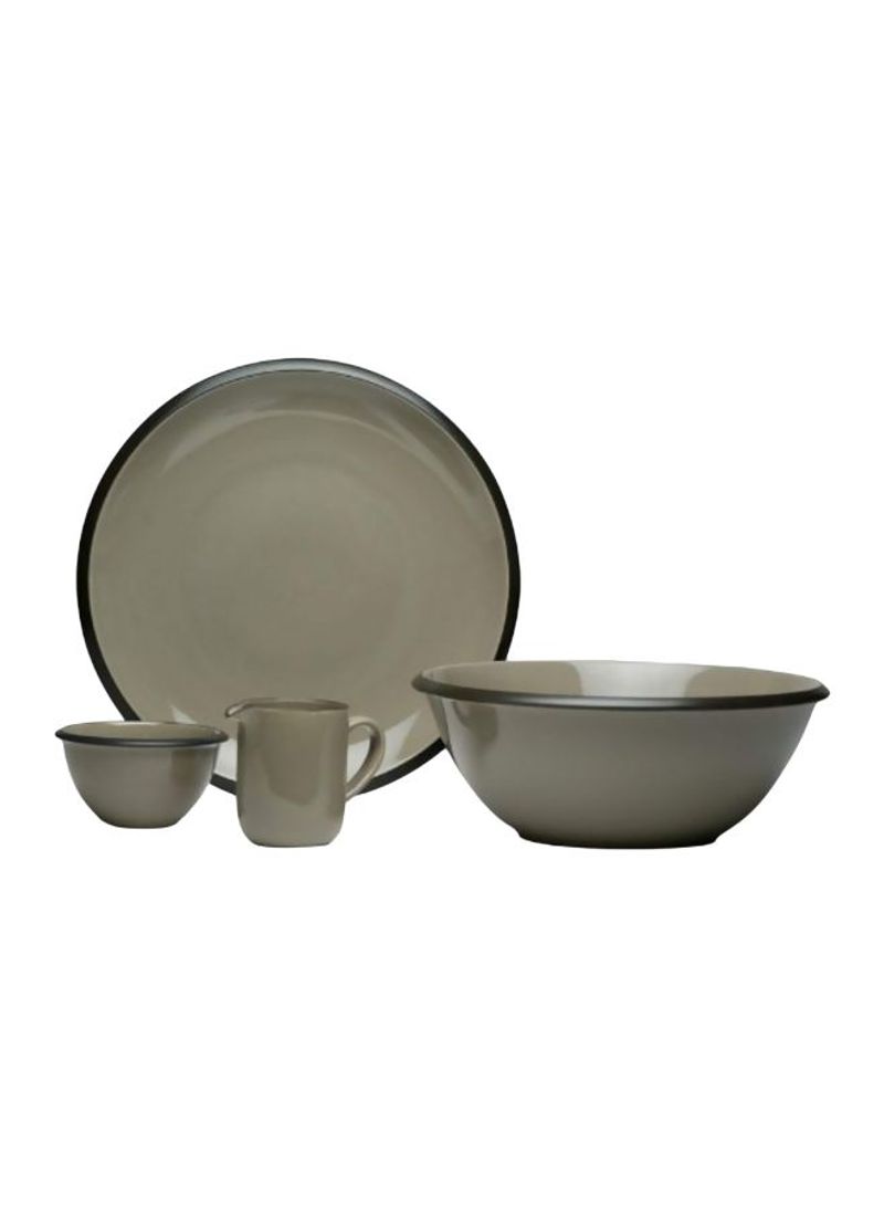 4-Piece Stoneware Serve Set Grey/Black