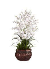 Dancing Lady Silk Flower Arrangement White/Green/Brown