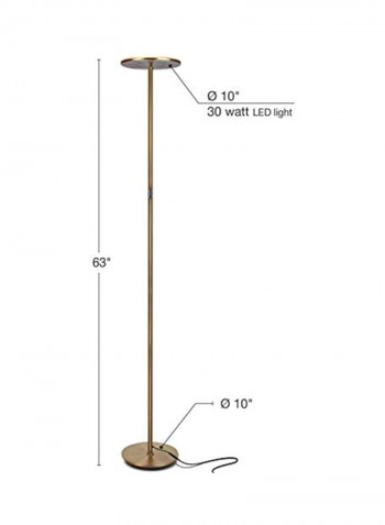 LED Torchiere Super Bright Floor Lamp Antique Brass 16.8 x 13 x 7.2inch