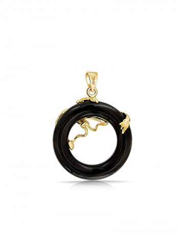14 Karat Gold Plated 925 Sterling Silver Jade Studded Dragon Pendant Necklace