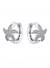 925 Sterling Silver Cubic Zirconia Studded Starfish Earrings