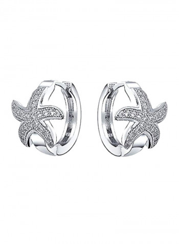925 Sterling Silver Cubic Zirconia Studded Starfish Earrings