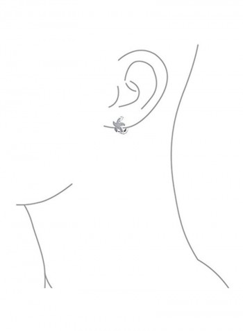 925 Sterling Silver Cubic Zirconia Studded Starfish Earrings
