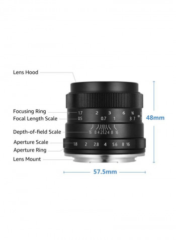 50 mm F1.8 Multilayer Film Coating Mirrorless Camera Lens For Andoer 10.5x8x8.5centimeter Black