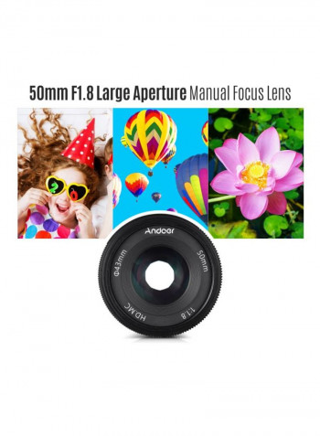 50 mm F1.8 Multilayer Film Coating Mirrorless Camera Lens For Andoer 10.5x8x8.5centimeter Black