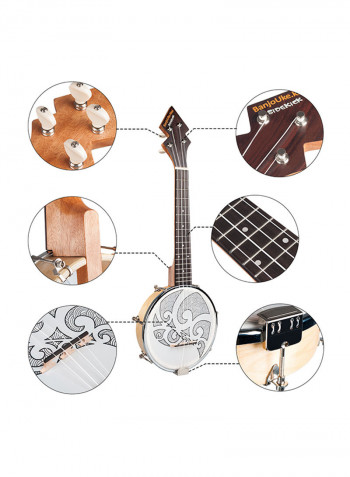 4-String Banjo Ukulele With Bag And Electronic Tuner