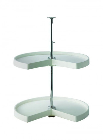 Kidney Shaped Polymer Cabinet Drawer White/Silver