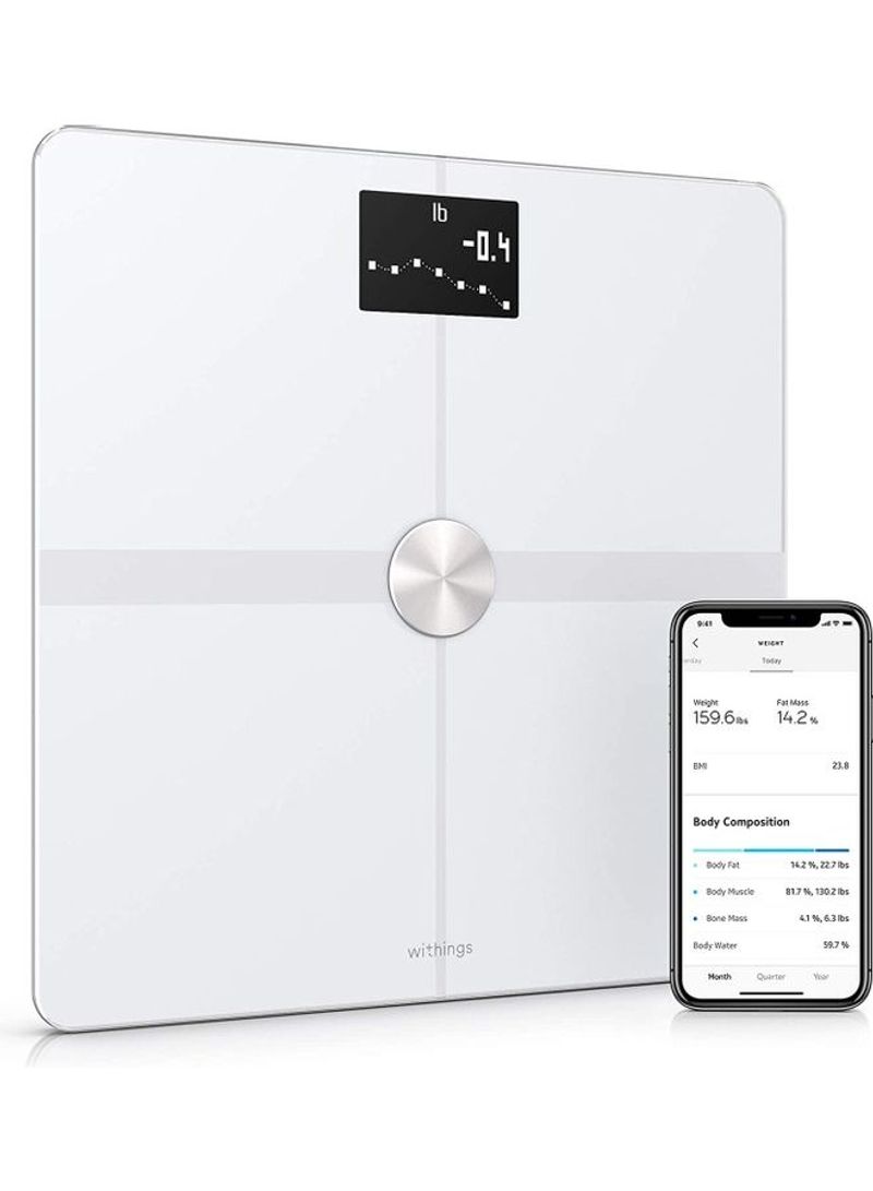 Bluetooth Smart Weighing Scale White 12.8x12.8x0.9inch