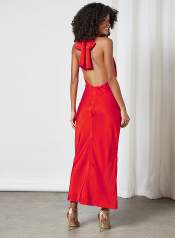 V-Neck Maxi Dress Red