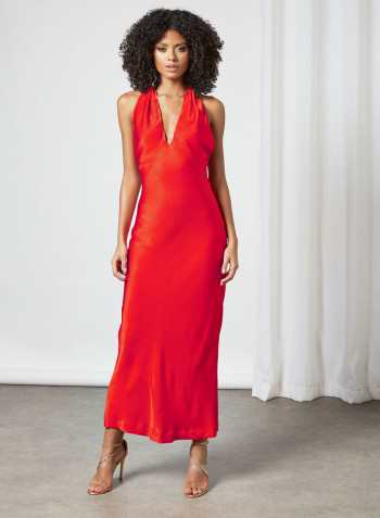 V-Neck Maxi Dress Red