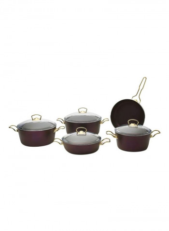 9-Piece Titanium Non-Stick Coated Cookware Set Purple/Gold