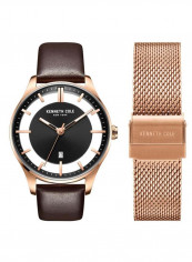 Men's Leather New York Collection Analog Watch With Interchangeable Strap - KC0919002