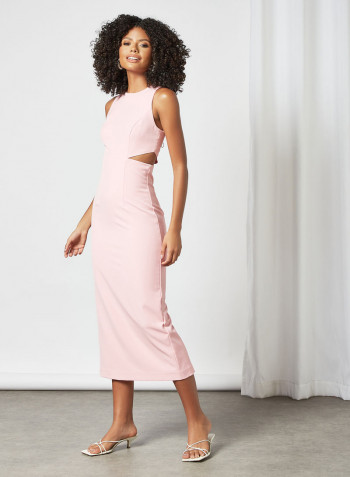 Cut-Out Midi Dress Pink