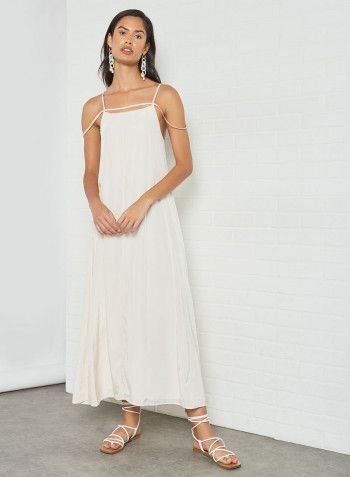 Open Back Slip Dress Cream