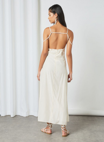Open Back Slip Dress Cream