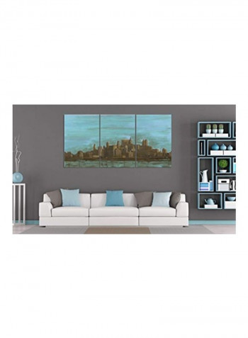 3-Piece Manhattan Oil Painting Blue/Green/Brown 11x0.5x17inch