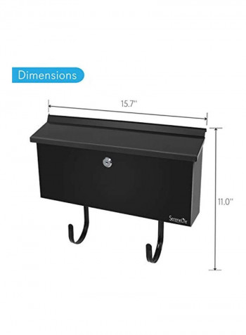 Modern Wall Mount Locking Mailbox Black 3.4x15.8x11.4inch