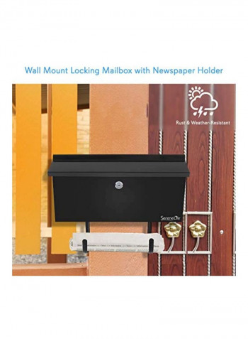 Modern Wall Mount Locking Mailbox Black 3.4x15.8x11.4inch