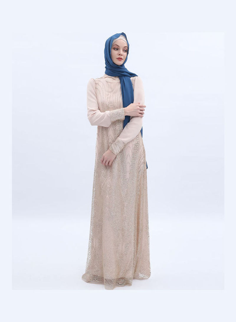 Long Sleeve Dress With Headscarf Champagne