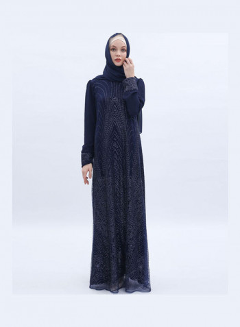 Long Sleeve Dress With Headscarf ذهبي فاتح