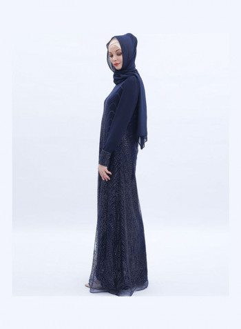 Long Sleeve Dress With Headscarf ذهبي فاتح