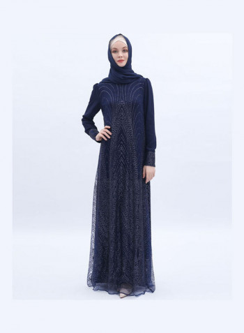 Long Sleeve Dress With Headscarf ذهبي فاتح