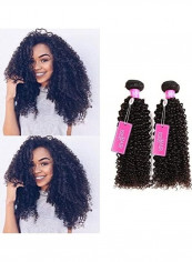 2-Piece Malaysian Curly Hair Extension Set Black 26inch