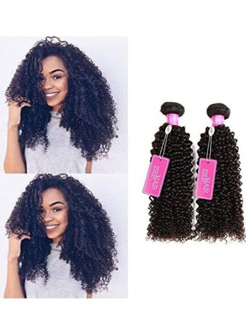 2-Piece Malaysian Curly Hair Extension Set Black 26inch