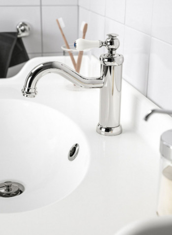 Wash-Basin Mixer Tap Silver/White 36 x 7centimeter